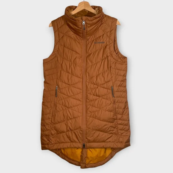 COLUMBIA Heavenly Long Vest Woman's LARGE Omni-Heat Zippered Pockets Outdoor EUC - Picture 1 of 9